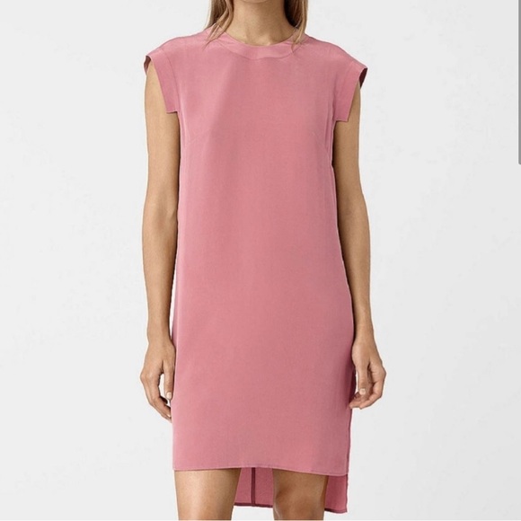 All Saints Tonya Stitch Dress Mauve Pink Silk - Picture 2 of 6